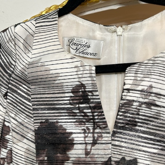 Lourdes Chavez 100% Silk Dress | Size S/M | Made in USA | Floral Cocktail Dress - Picture 5 of 9